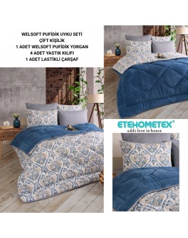 ETE HOMETEX ÇİFT KİŞİLİK WELSOFT UYKU SETİ AKSU İNDİGO 8696474231973